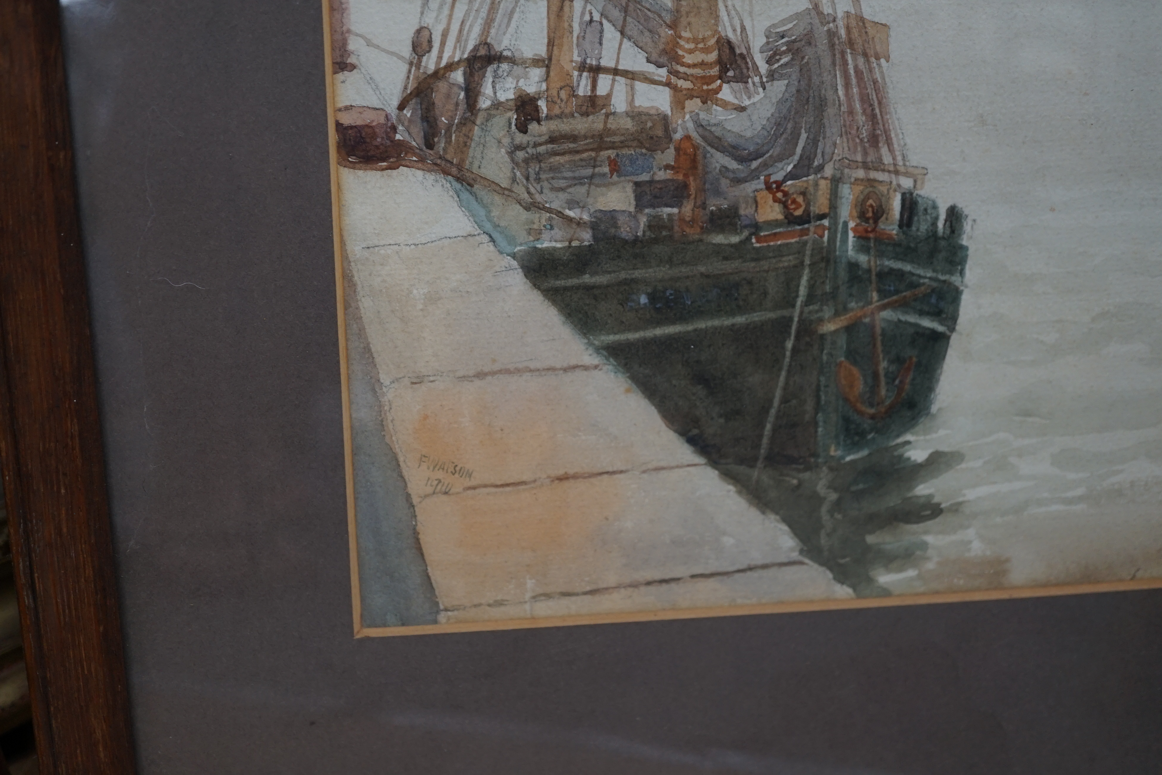 Frances Watson Sunderland (1866-1923), watercolour, ‘Hayle, Cornwall’, signed and dated 1910, 37 x 25cm. Condition - fair, some fading and dirt
